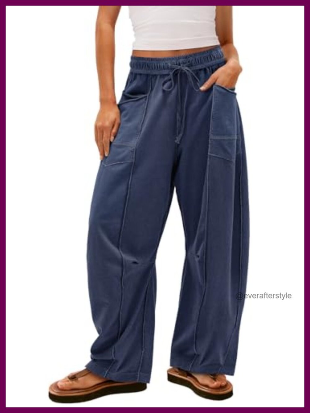 Women's Baggy Wide Leg Palazzo Pants Casual Drawstring Lounge Beach